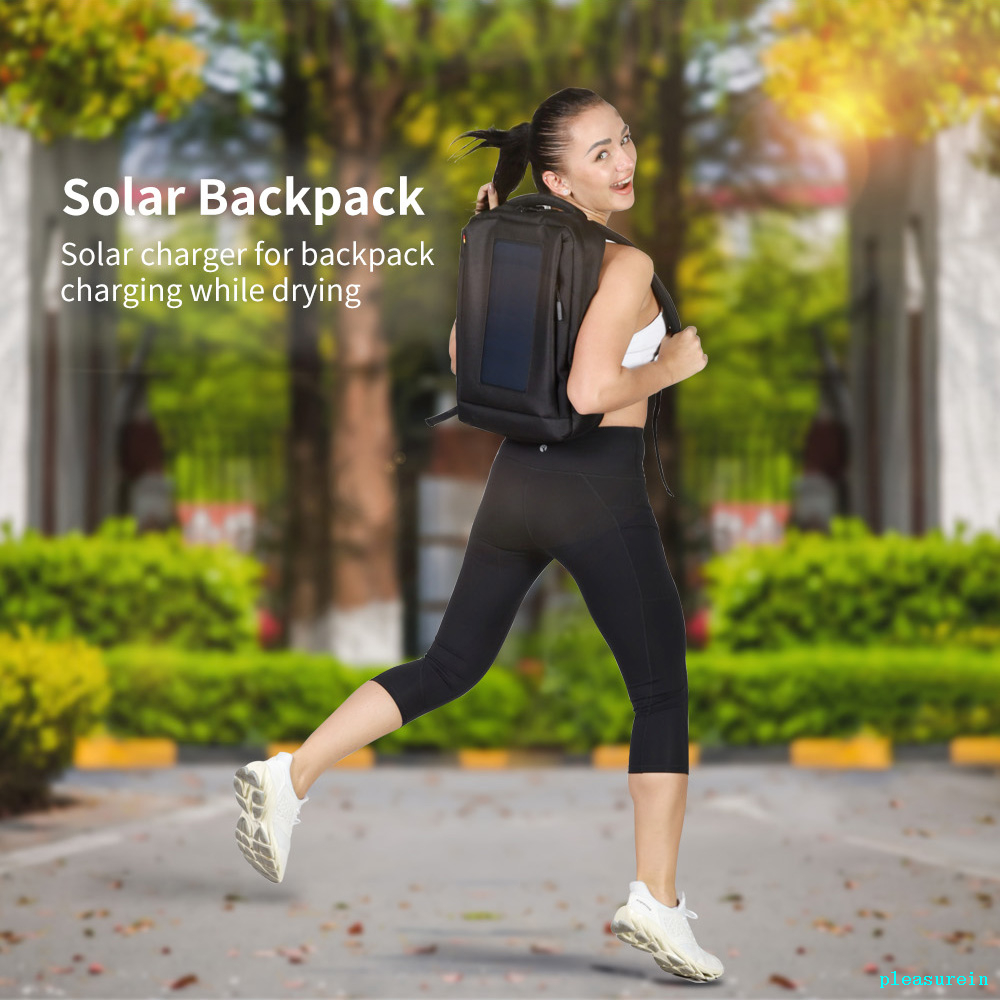USB charging port waterproof travel laptop solar power backpack