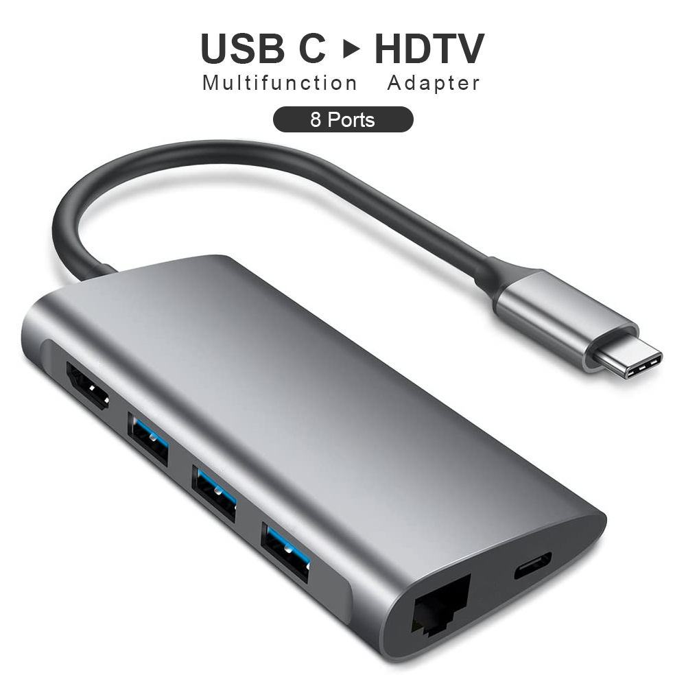 8 in 1 Multi Port Type C to HDMI Adapter