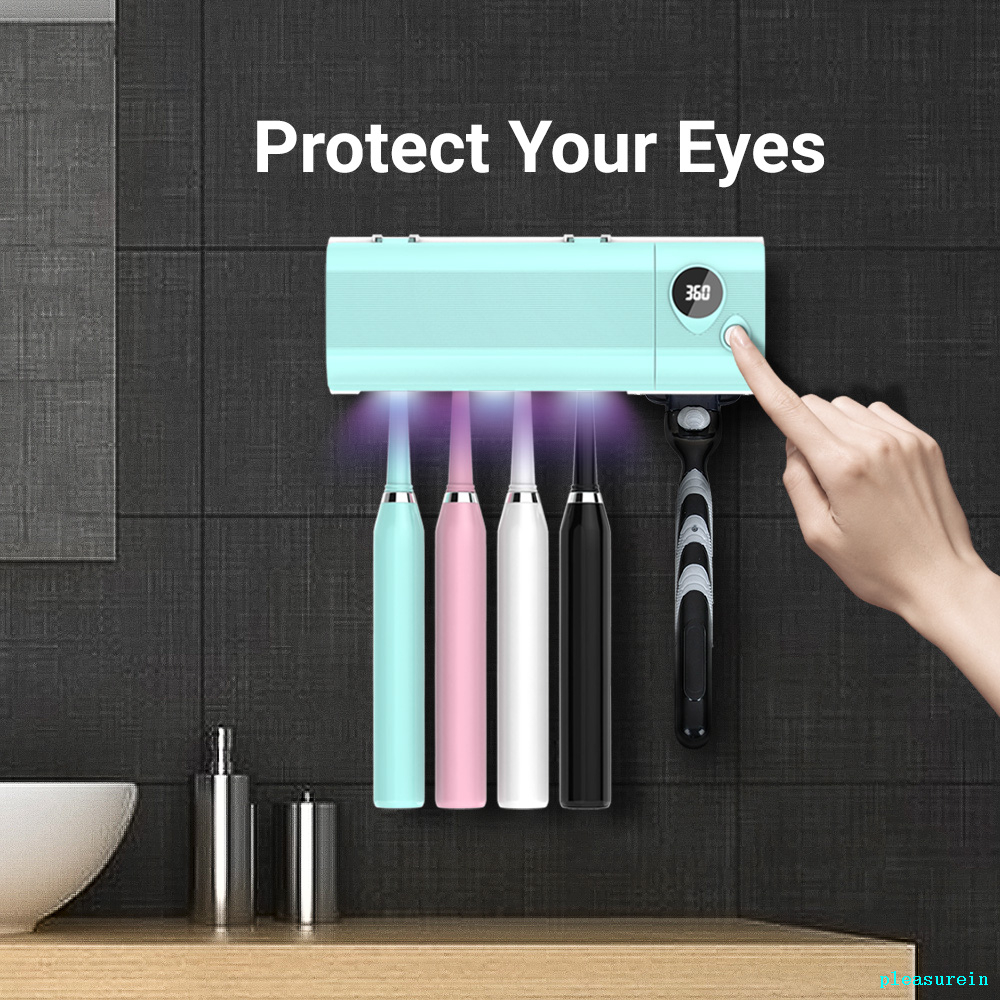 Antibacterial LED UV Toothbrush Sterilizer Holder Removable Back Panel And Bracket Protect Eyes