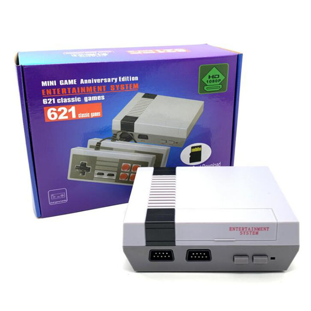 Classic Video Game Console 621 Retro Game Console Mini Classic Game System with 2 NES Classic Controller and Built-in 621 Games, AV Output and HDMI Output Plug & Play Childhood Mini Classic Console